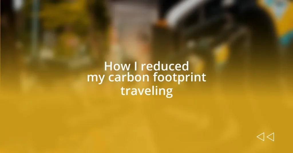 How I reduced my carbon footprint traveling