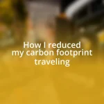 How I reduced my carbon footprint traveling