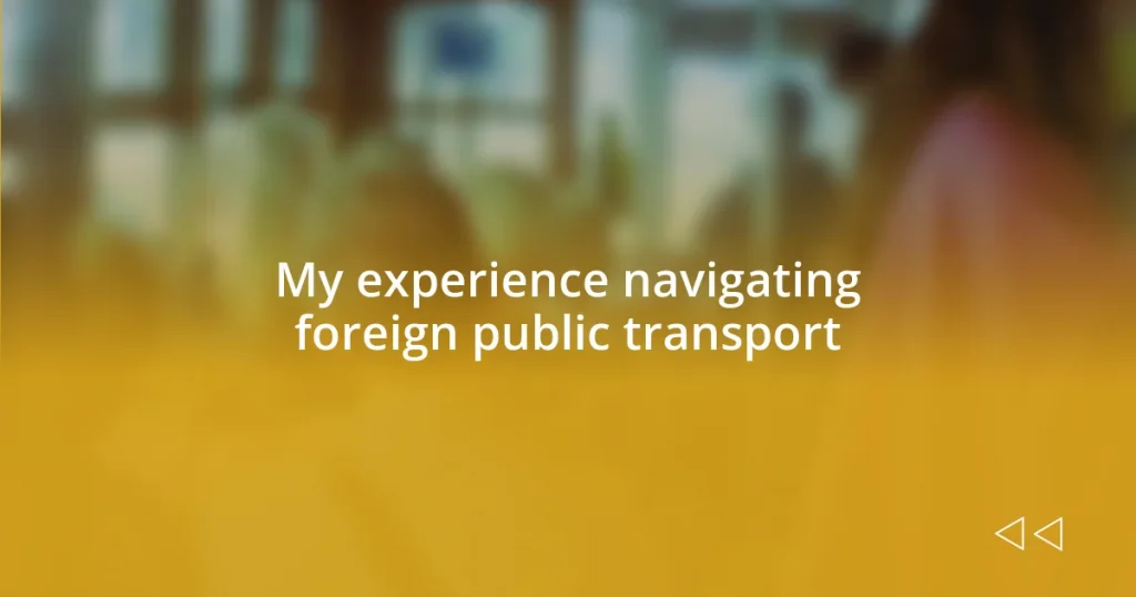 My experience navigating foreign public transport