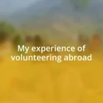 My experience of volunteering abroad