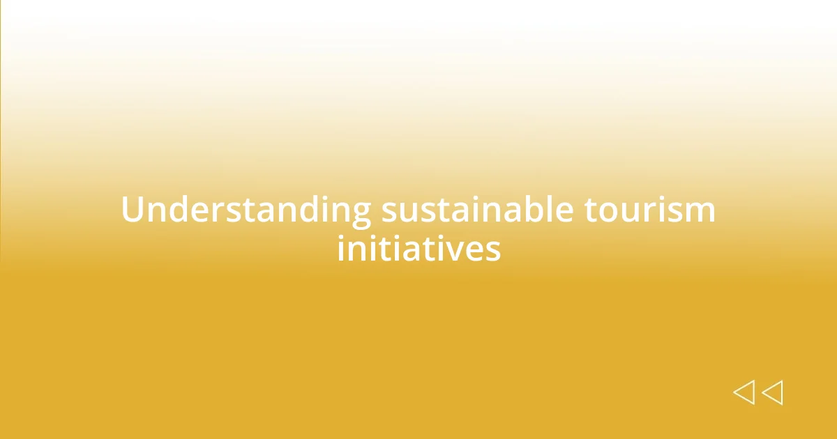 Understanding sustainable tourism initiatives