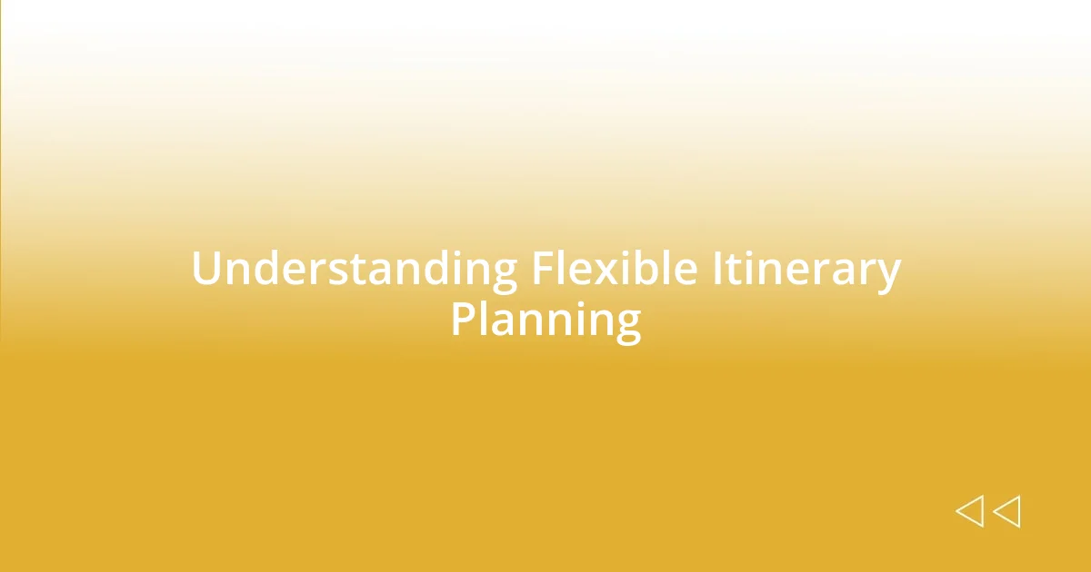 Understanding Flexible Itinerary Planning