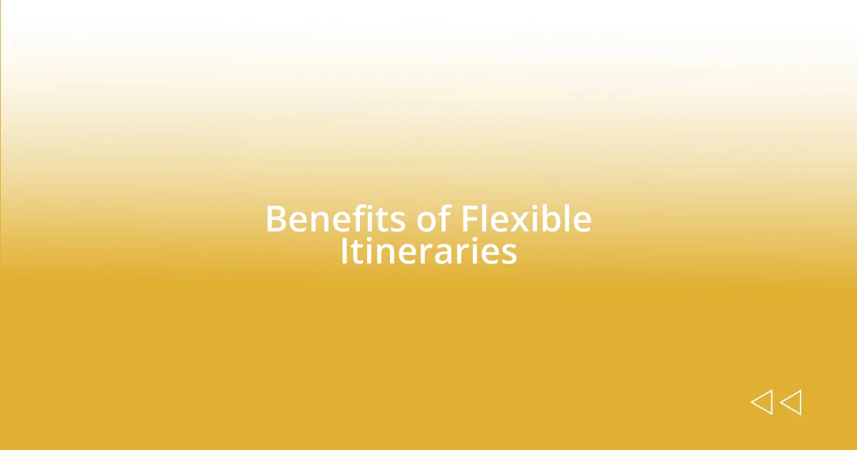 Benefits of Flexible Itineraries