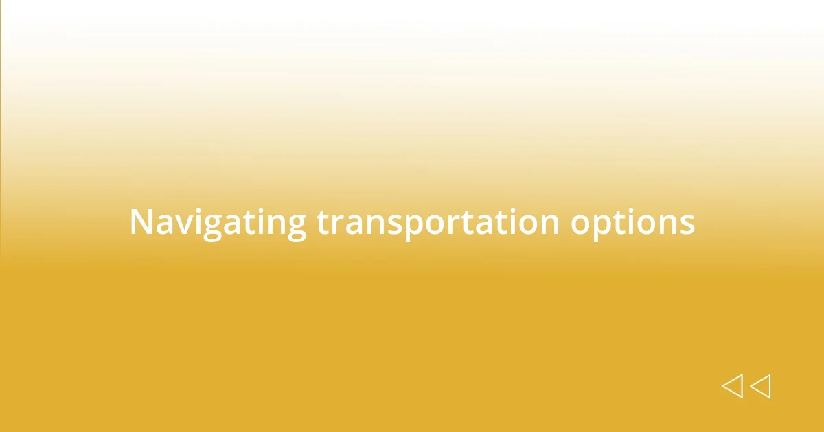 Navigating transportation options