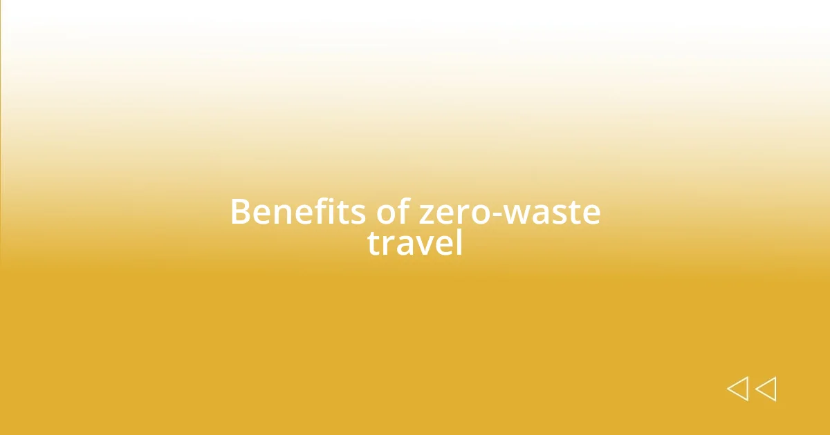 Benefits of zero-waste travel