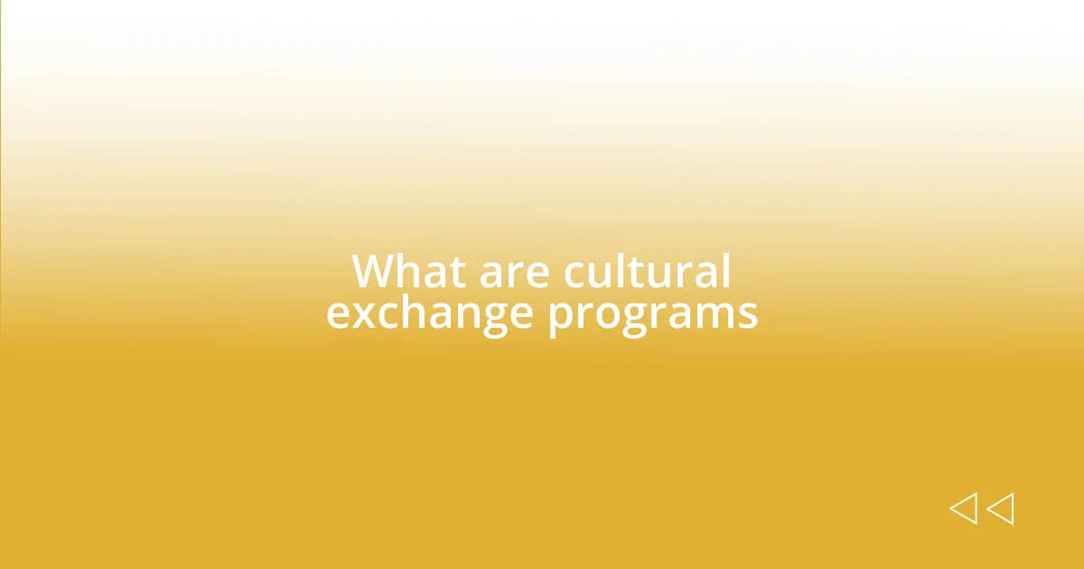 What are cultural exchange programs