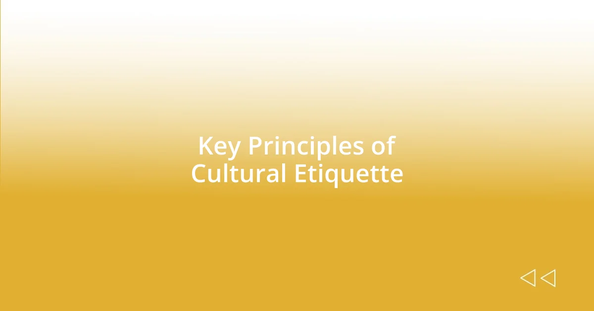 Key Principles of Cultural Etiquette