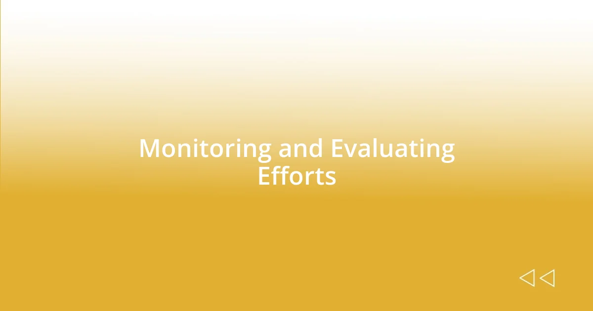 Monitoring and Evaluating Efforts